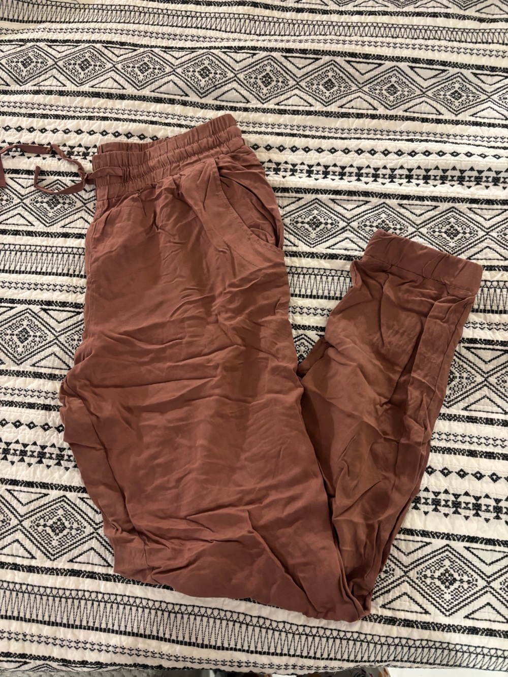 Pink Rose Rust Jogger Pants with Elastic Waist